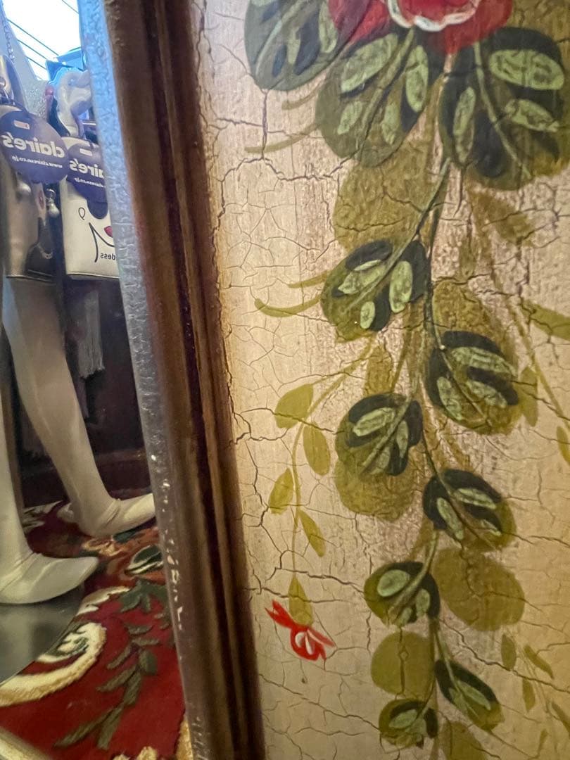 値下！スペイン製　トールペイント　大きめミラー