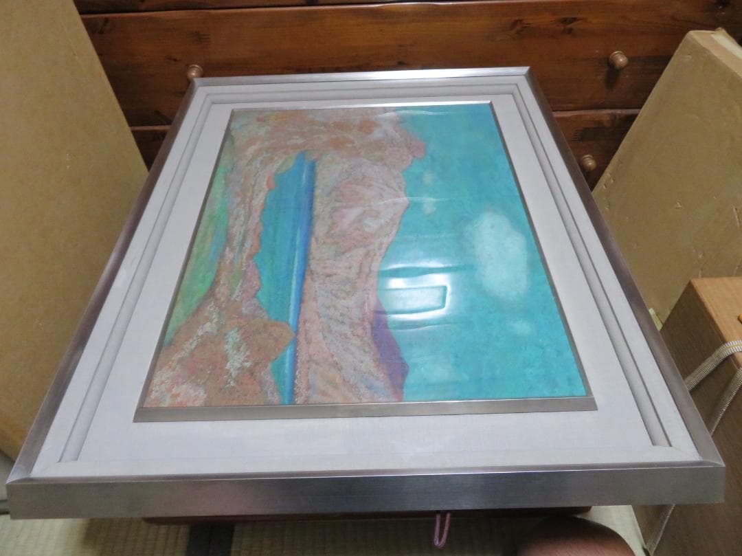 ◆桑原 清明　「白根山湖」　日本画　P10号　日展会友　日展特選　師：山口蓬春◆