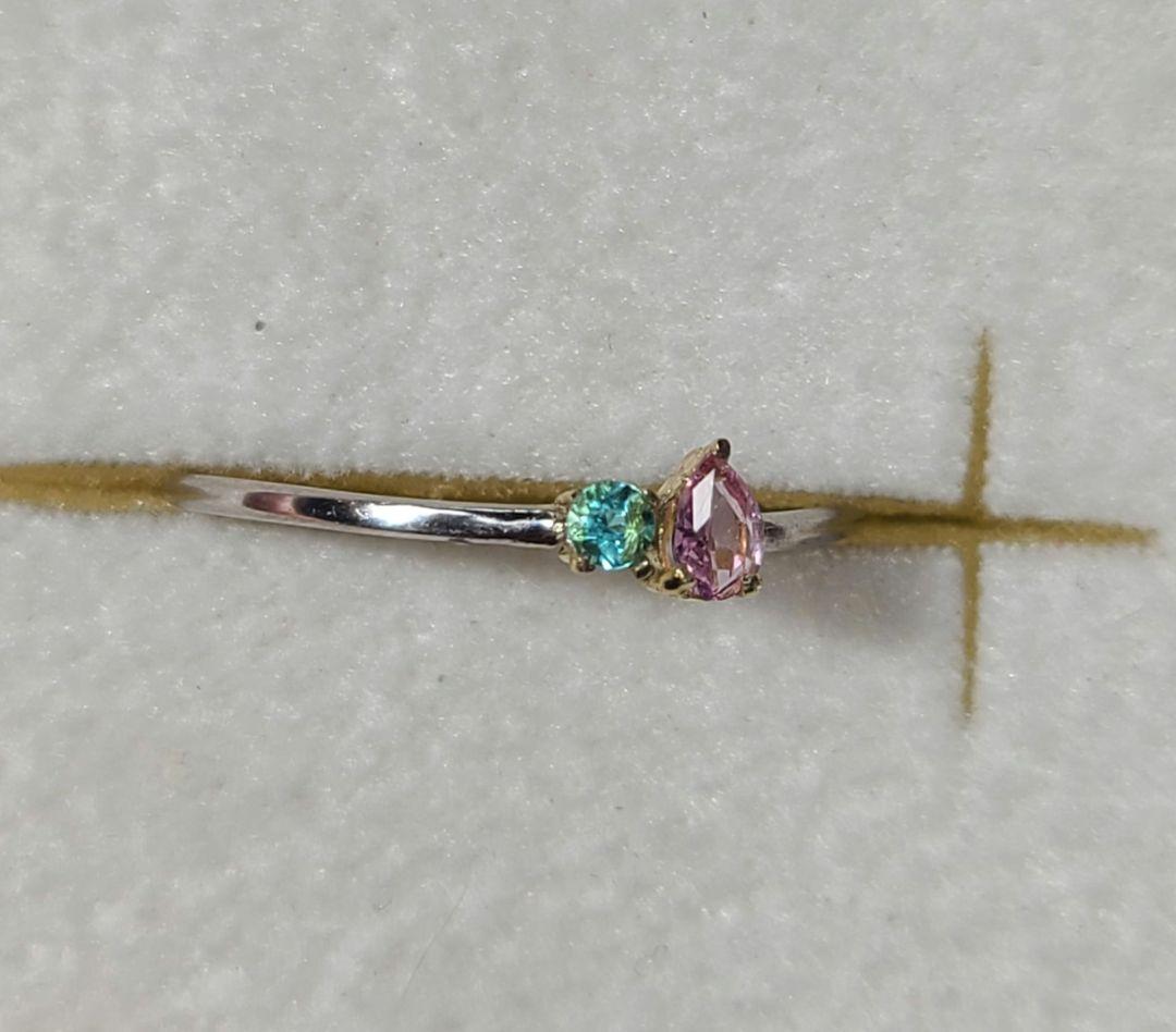 minはる★バターリャパライバトルマリン&パパラチアリングPt900★