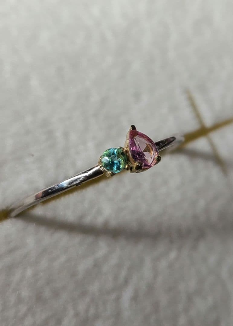 minはる★バターリャパライバトルマリン&パパラチアリングPt900★