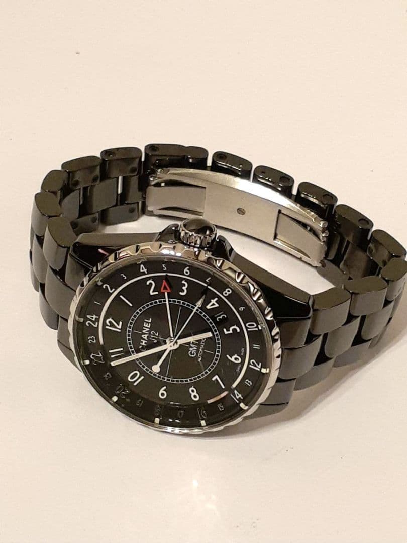 シャネル H3102 J12 GMT 黒セラミック 自動巻き メンズ腕時計