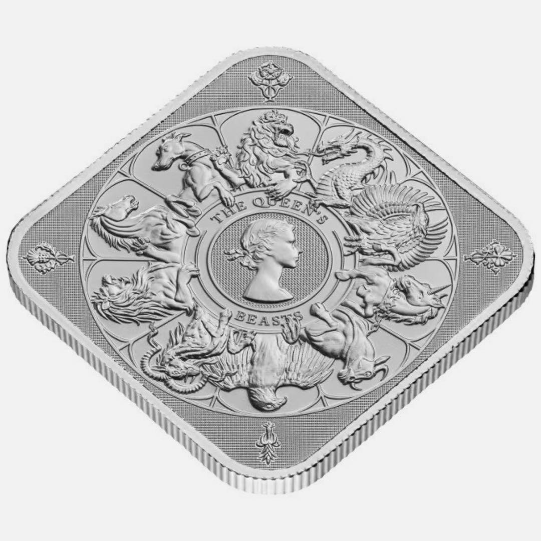 銀貨 英国 ロイヤルミント クイーンズビーストコンプリーター 純銀 四角 1oz
