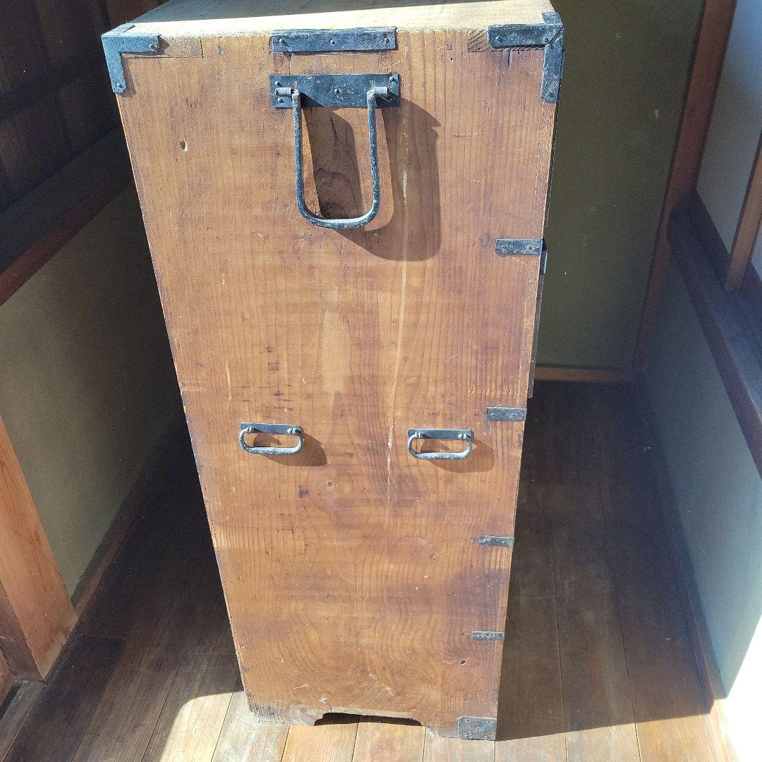 【大正レトロ】三尺和箪笥 アンティーク 古民家 古家具 装飾金具 専用鍵付き