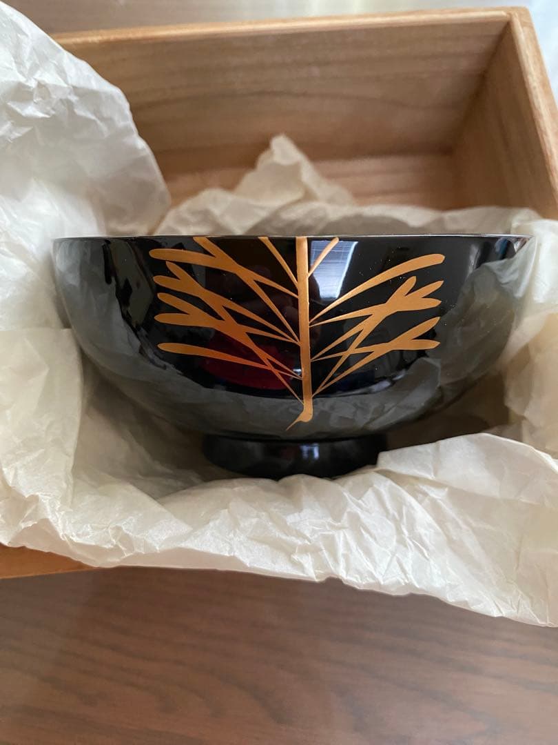 【未使用】山田平安堂 漆器 椀 蓋付 朱・黒セット