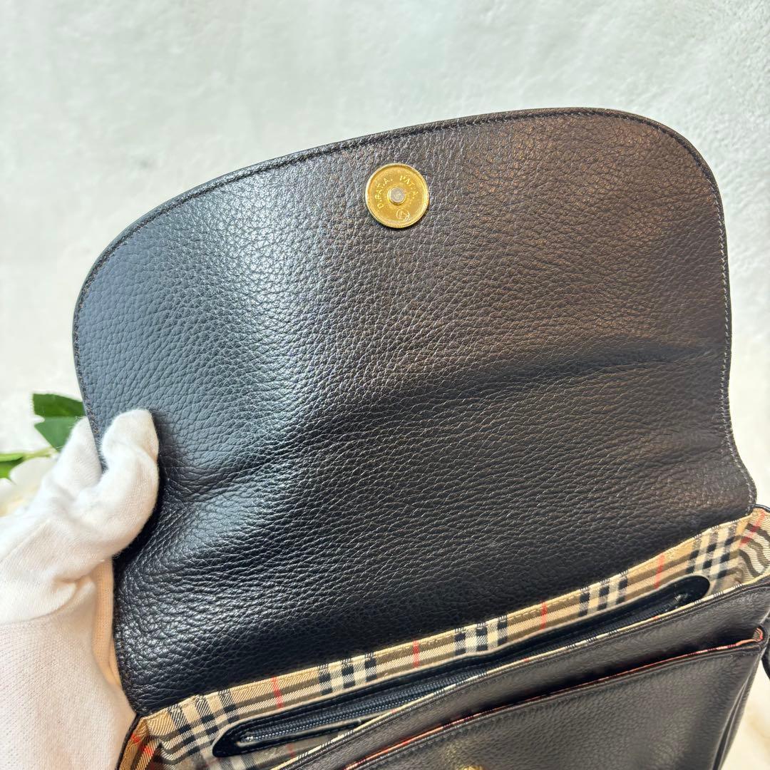 美品✨バーバリー ショルダーバッグ ノヴァチェック レザー ブラック
