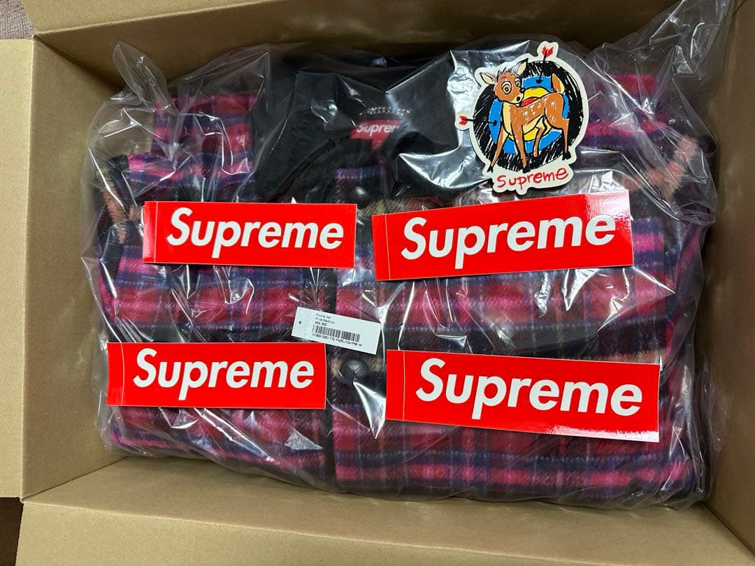 Supreme Plaid Car Coat サイズM ステッカー5枚付