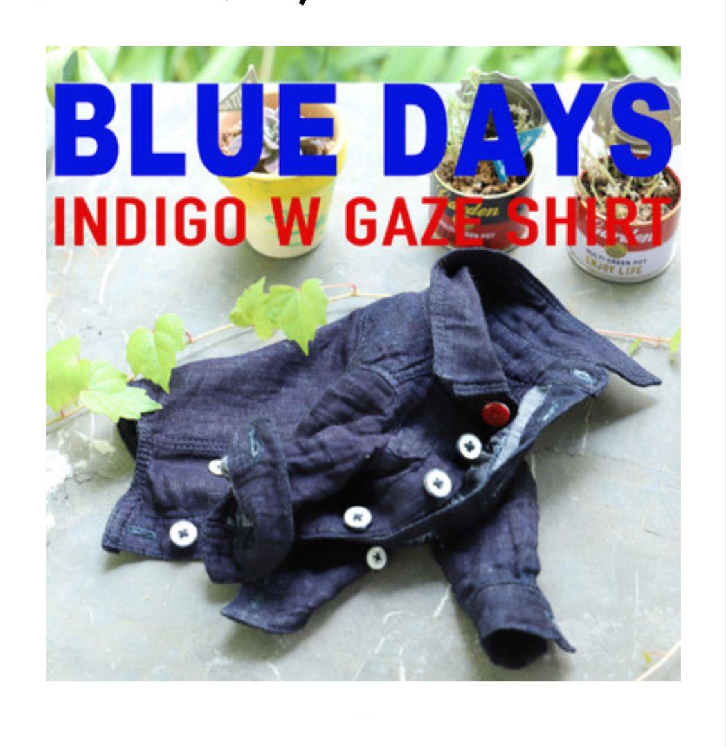 新品未使用　アトリエgg　アトリエジジ　ブルーデイズ　インディゴ　Wガーゼシャツ