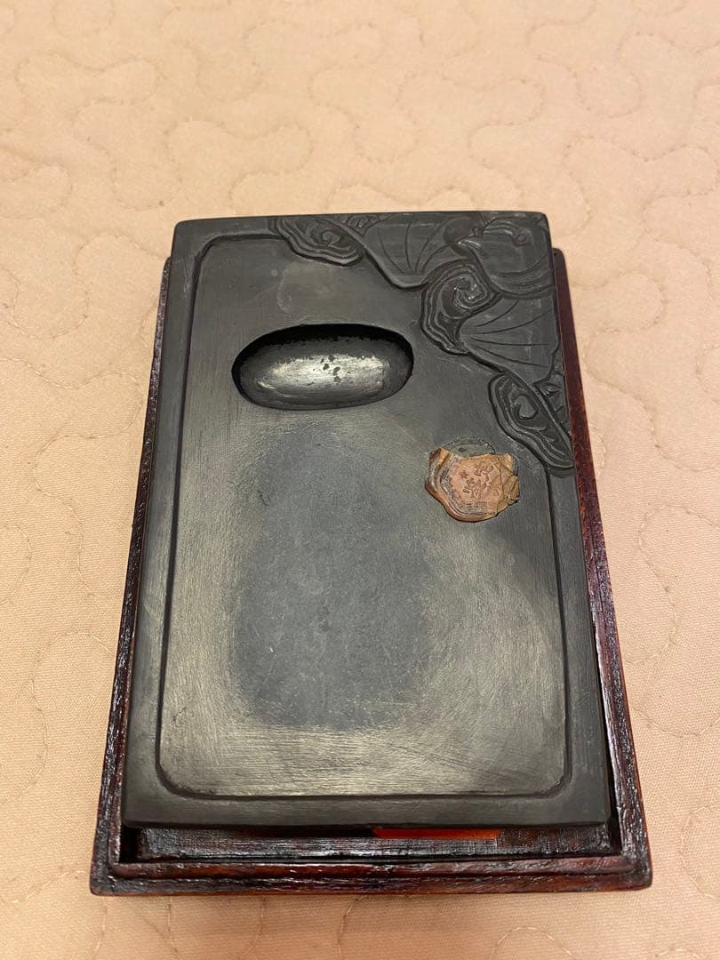 硯⑪年始値下げ【新品未使用】端渓硯（彫刻:蝙蝠）