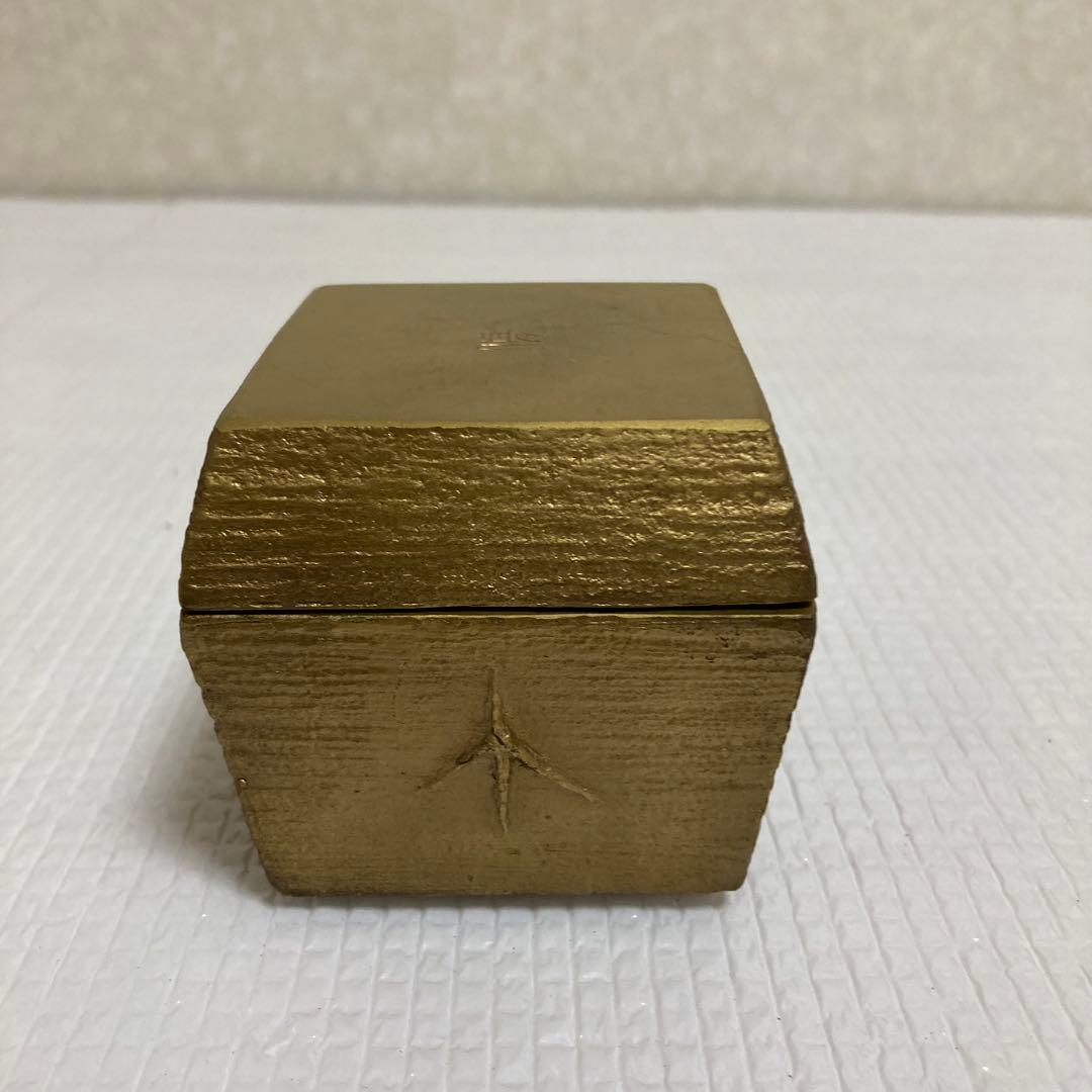 TS61 蓮田修吾郎 黄銅 盒子 鋳金 工芸品 共箱付 香合 茶道具 金属工芸