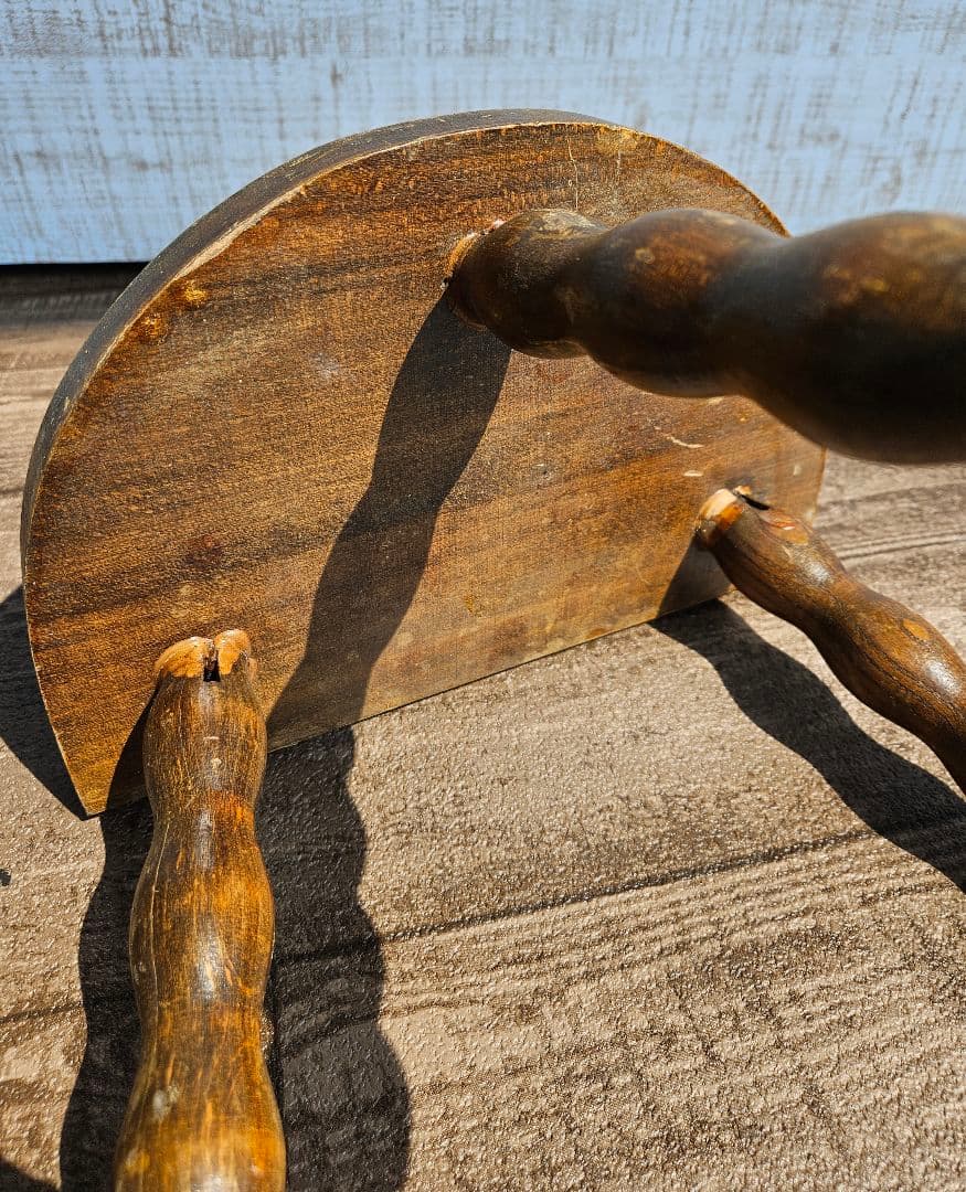 フランスアンティーク 木製 ウッドスツール 花台 飾り台 ドール ボビンレッグ