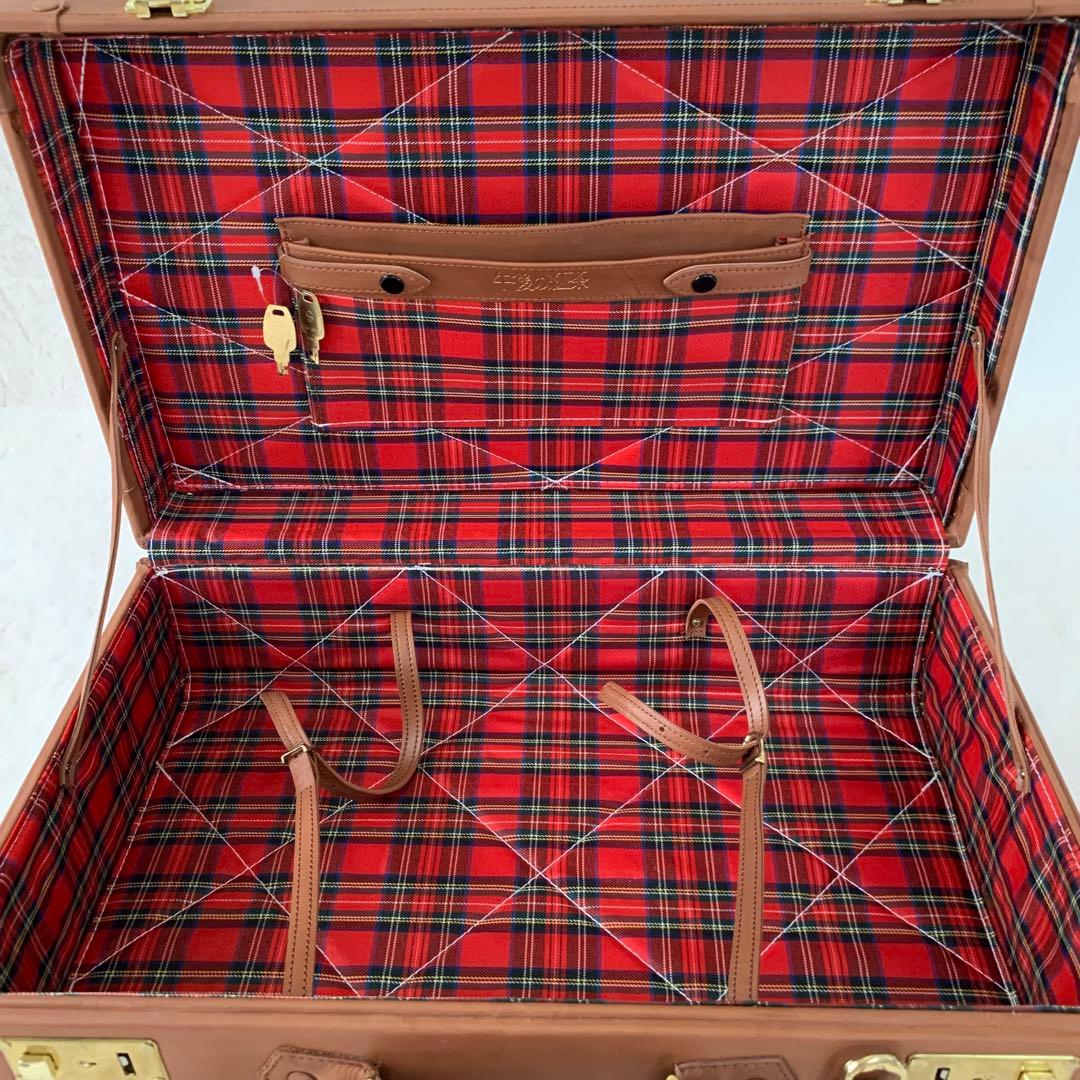 午後の紅茶 初代コイズミトランク アンティーク 希少 本革 キャメルブラウン