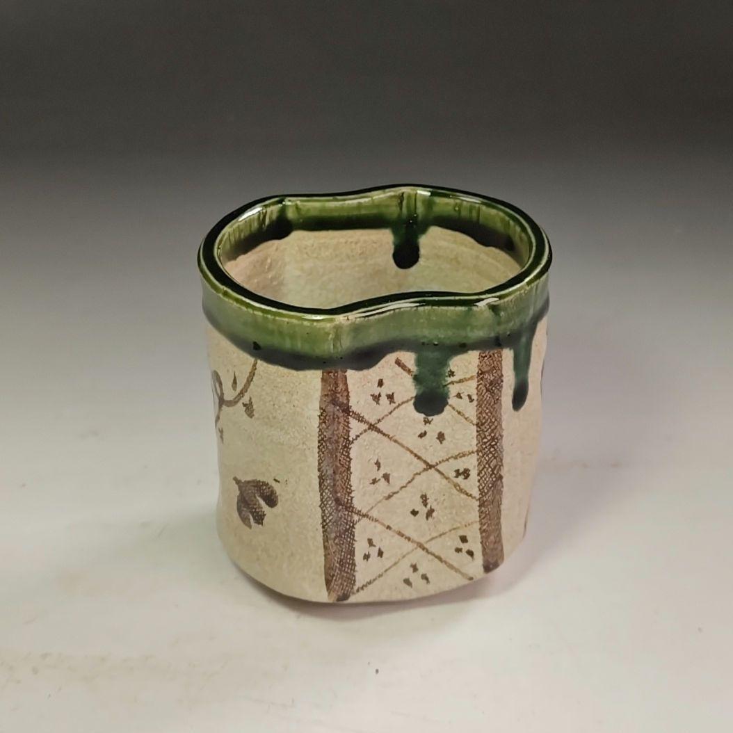 ウ251 火入『鐵山』『織部　分銅　火入　共箱』茶道具