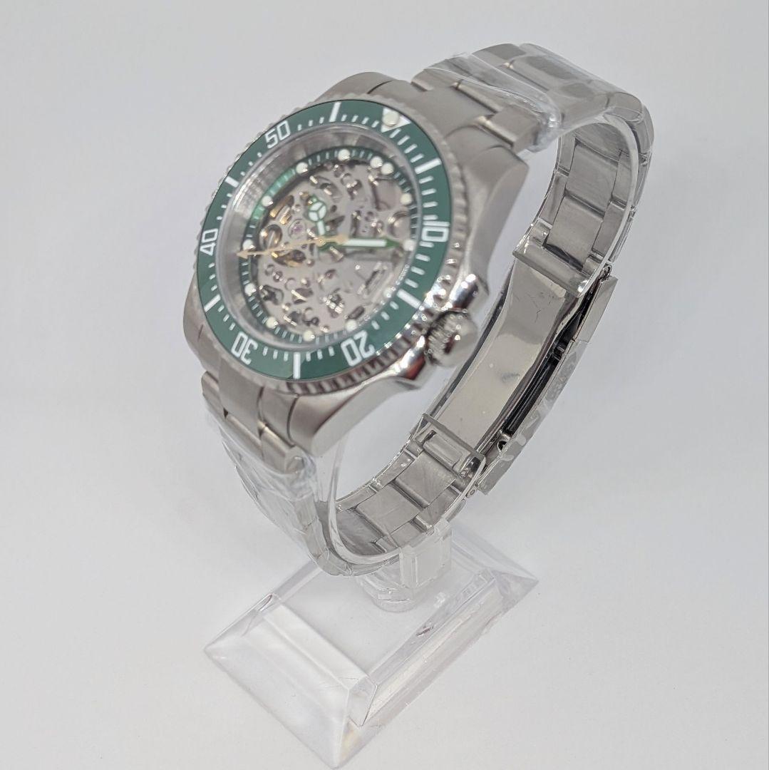 【NH70 MOD カスタム 自動巻 腕時計】カスタム 裏スケ 緑