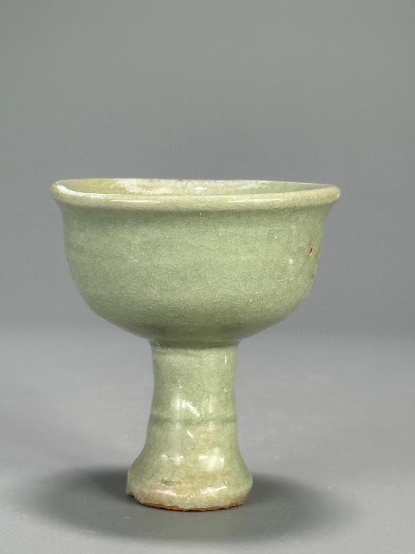 中国美術　元～明時代　龍泉窯　天龍寺　青磁　高足杯　盃　古物　唐物　旧家蔵出し