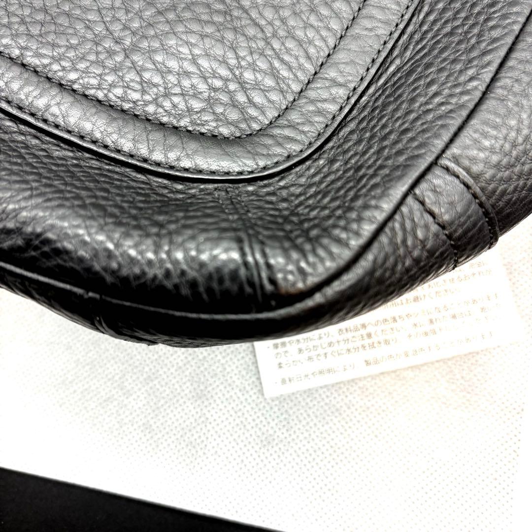 未使用級　COACH ワンショルダーバッグ シボ革 ブラック ゴールド金具