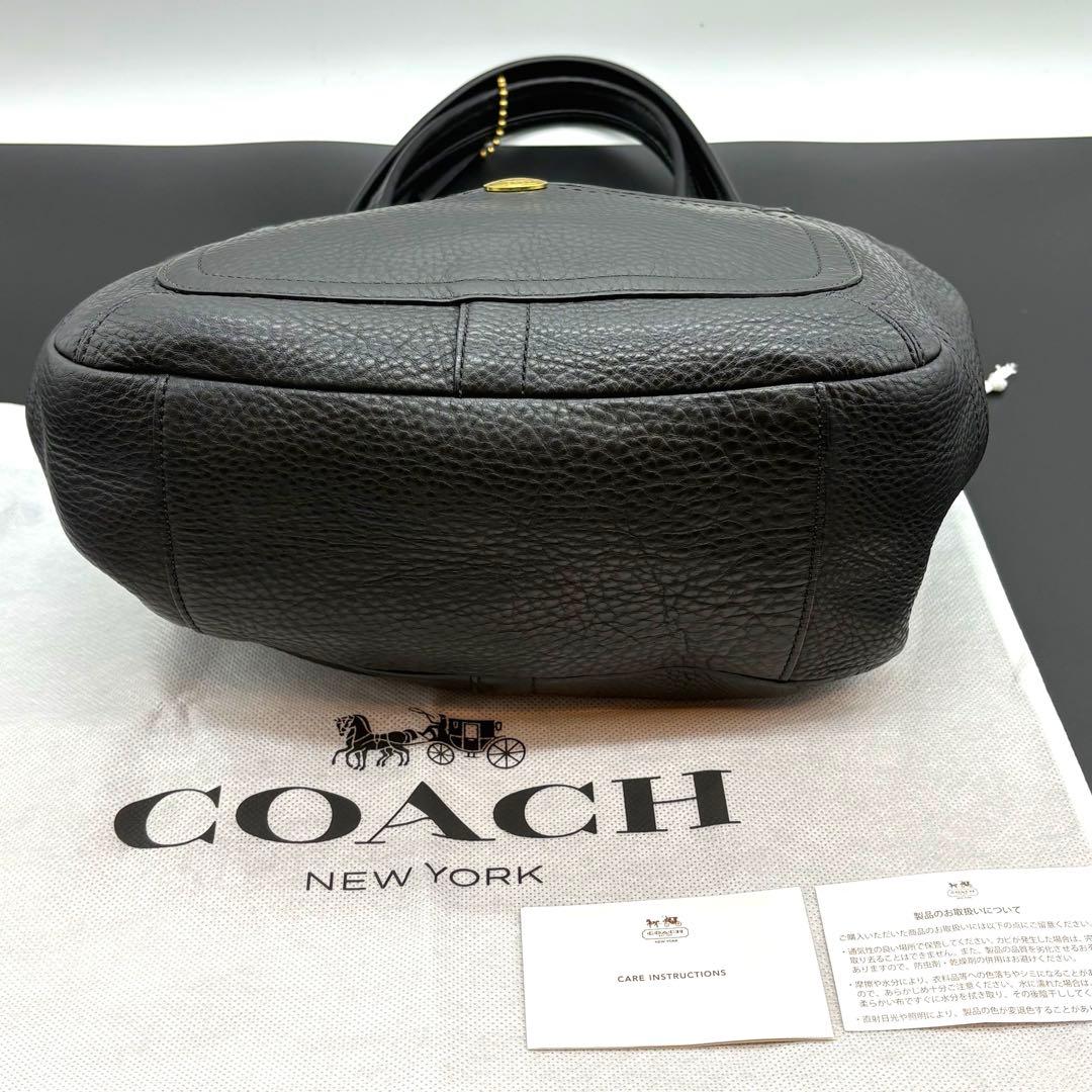 未使用級　COACH ワンショルダーバッグ シボ革 ブラック ゴールド金具