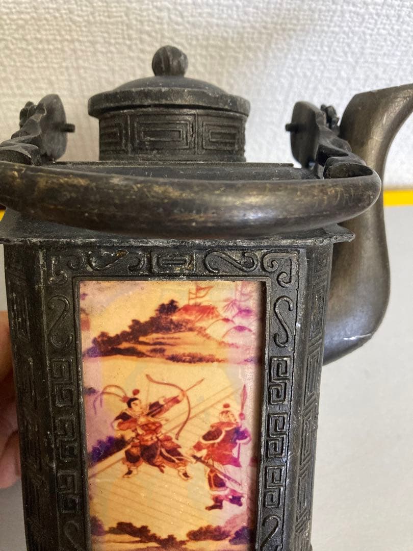 古錫，中国古美術古錫器茶壺酒壺，稀有物，清時代，古屋から藏出し