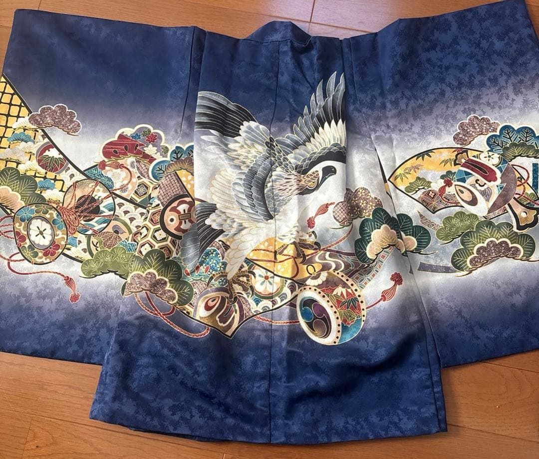 一度着用　七五三 五歳 鷹太鼓松 羽織袴 フルセット