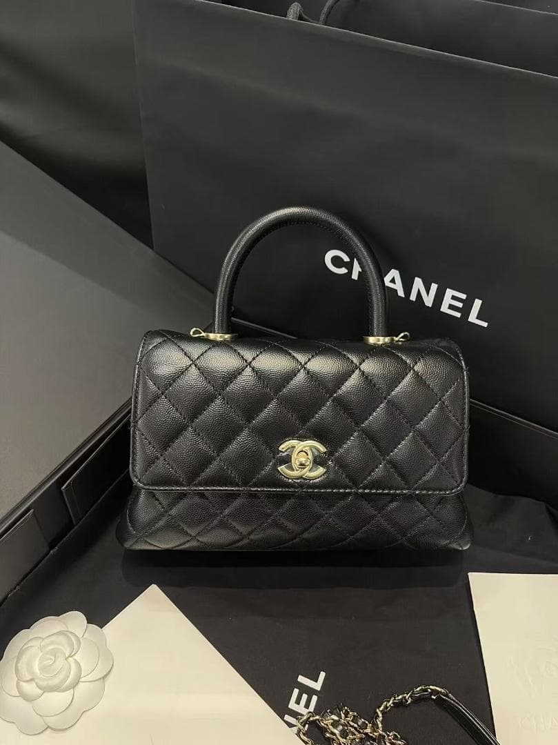 CH☆ANEL ブラック キルティング ハンドバッグ~~~