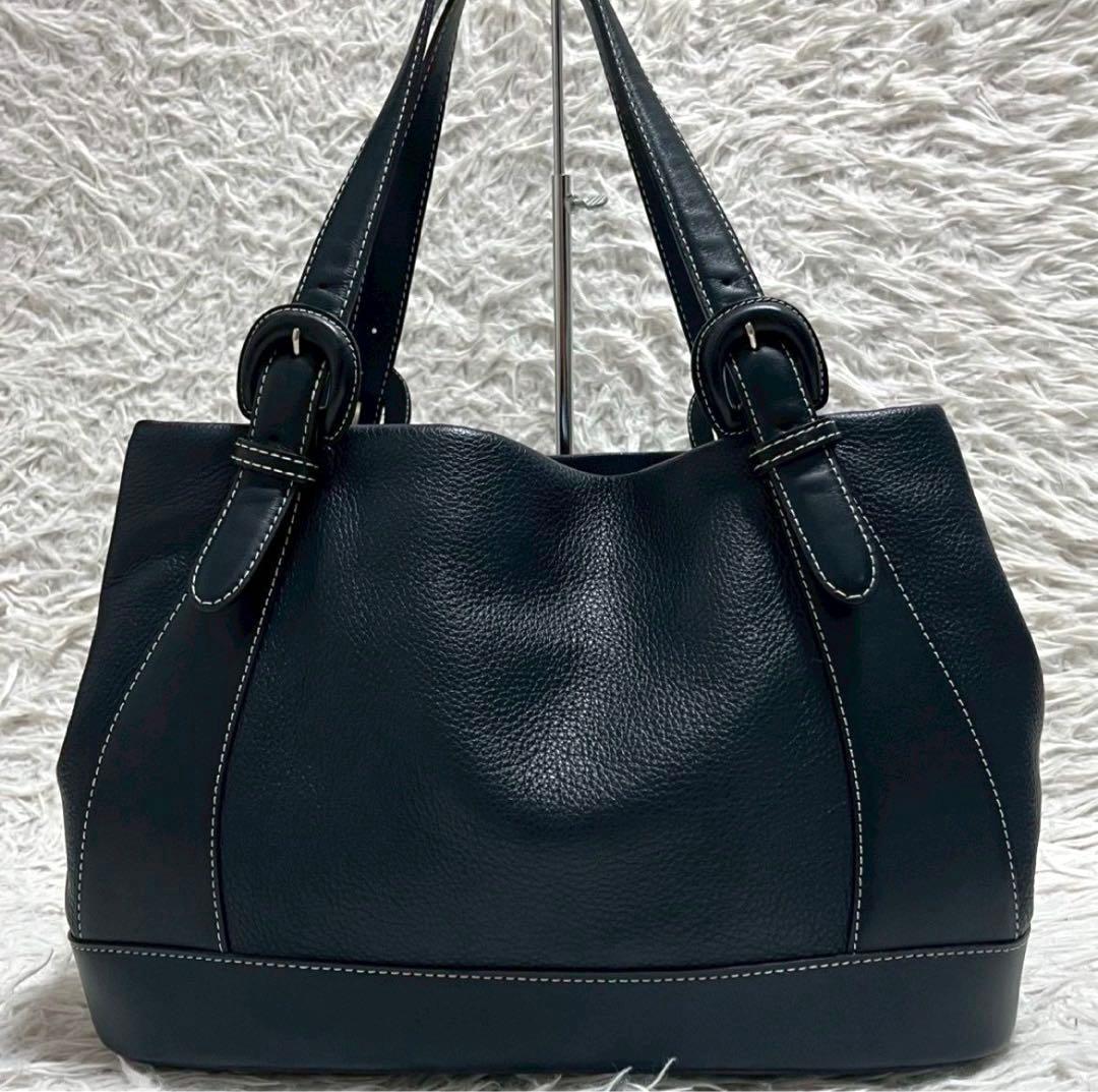 未使用級✨️キタムラ 元町 モトマチ ハンドバッグ チャーム付き ネイビー