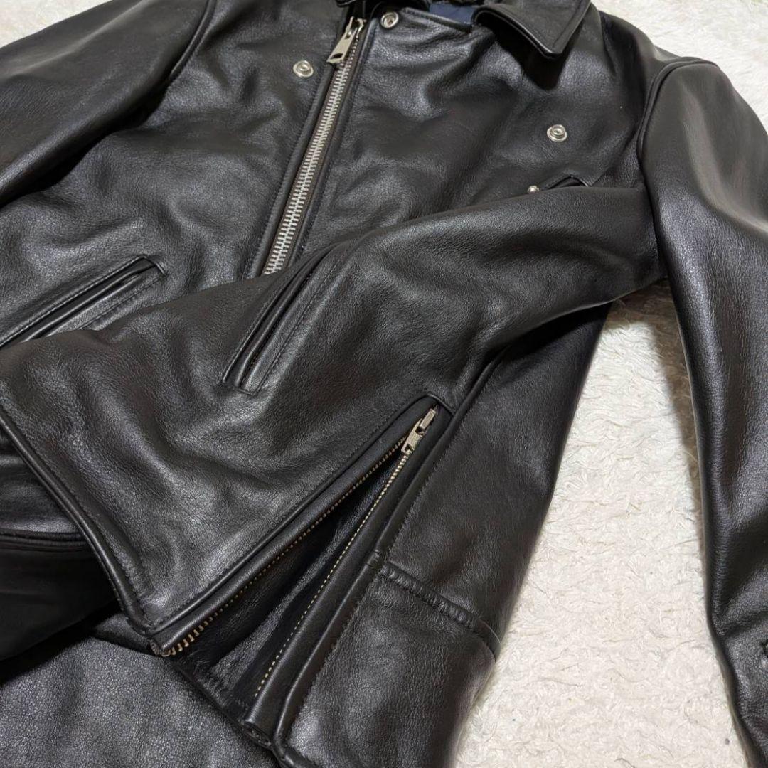 アメリカンラグシー ダブルライダースジャケット 牛革 裏地キルティング✨️