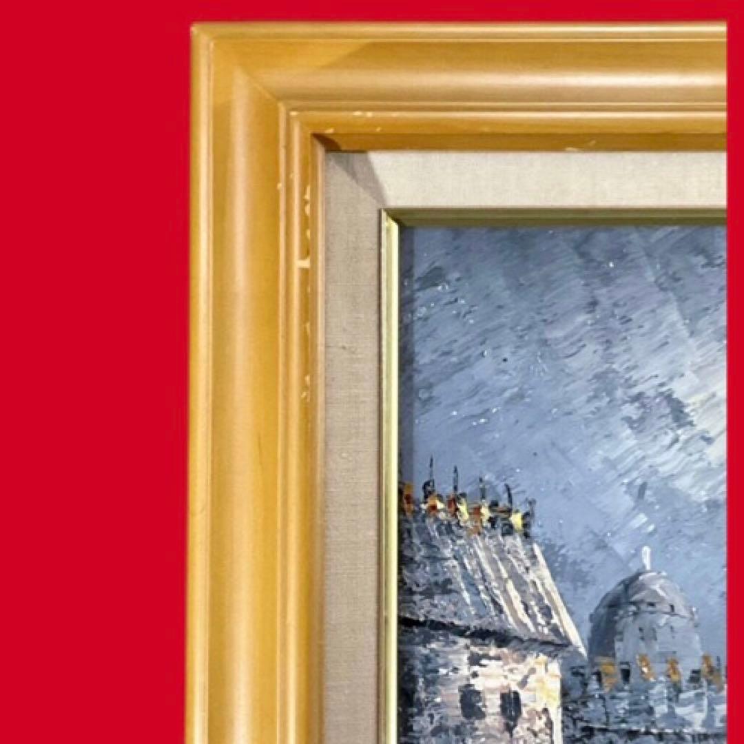 T.Mizutani 工芸画《モンマルトル》額付 56×47cm ガラス付 送込