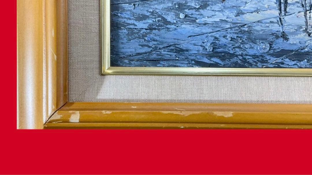 T.Mizutani 工芸画《モンマルトル》額付 56×47cm ガラス付 送込