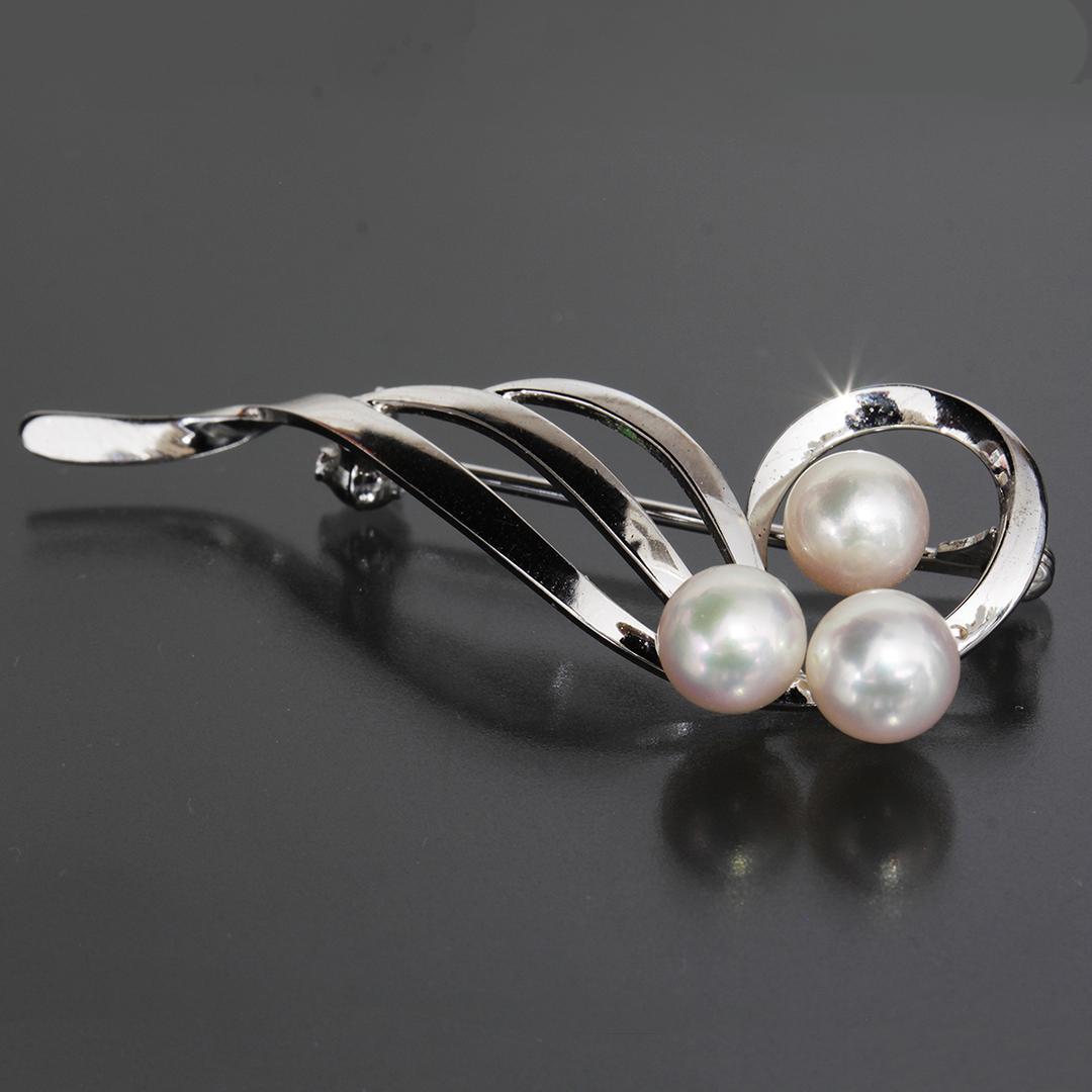 MIKIMOTO ミキモト SV シルバー アコヤ パール ブローチ E1567
