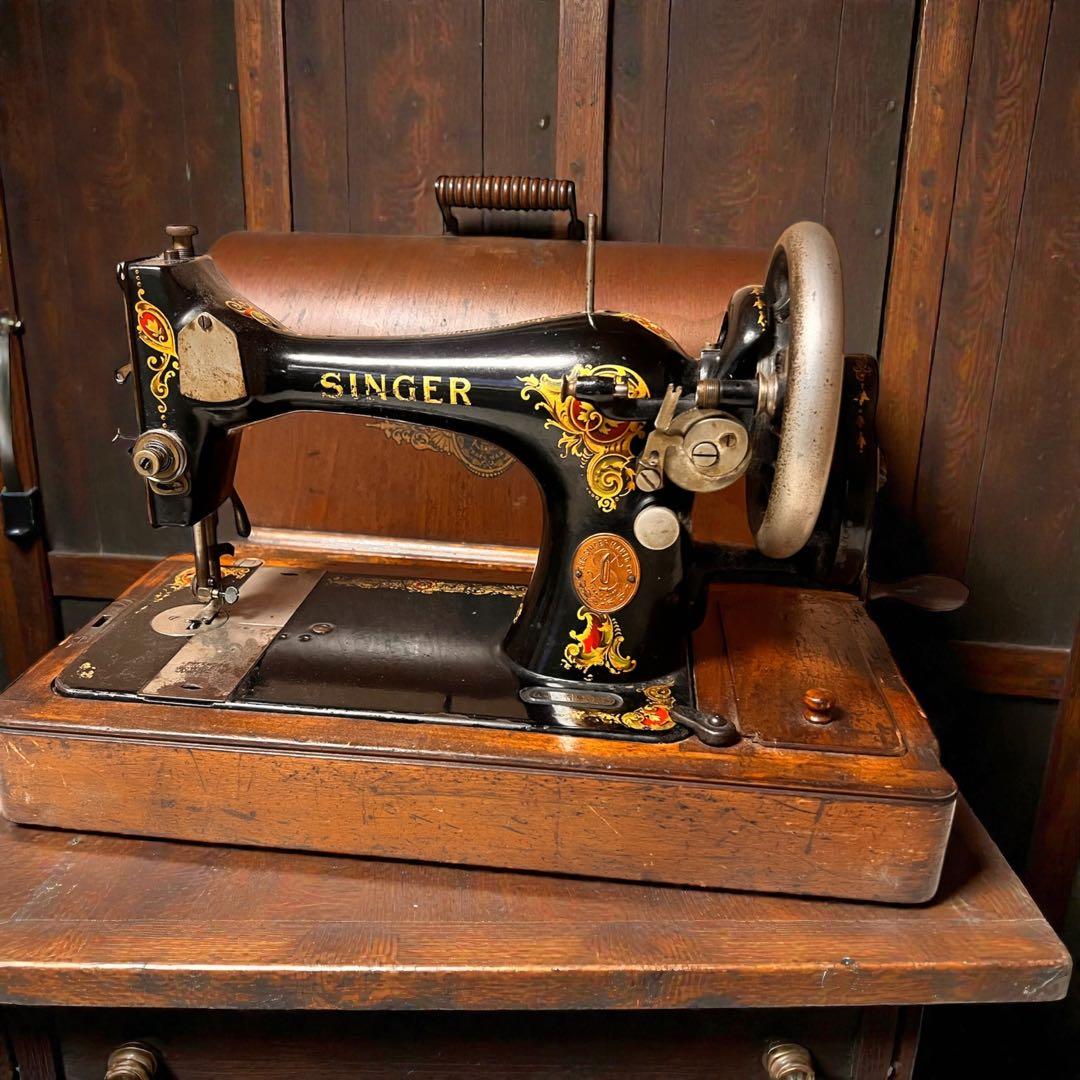 166 USAアンティーク 1916年　SINGERシンガーミシン　手回しミシン