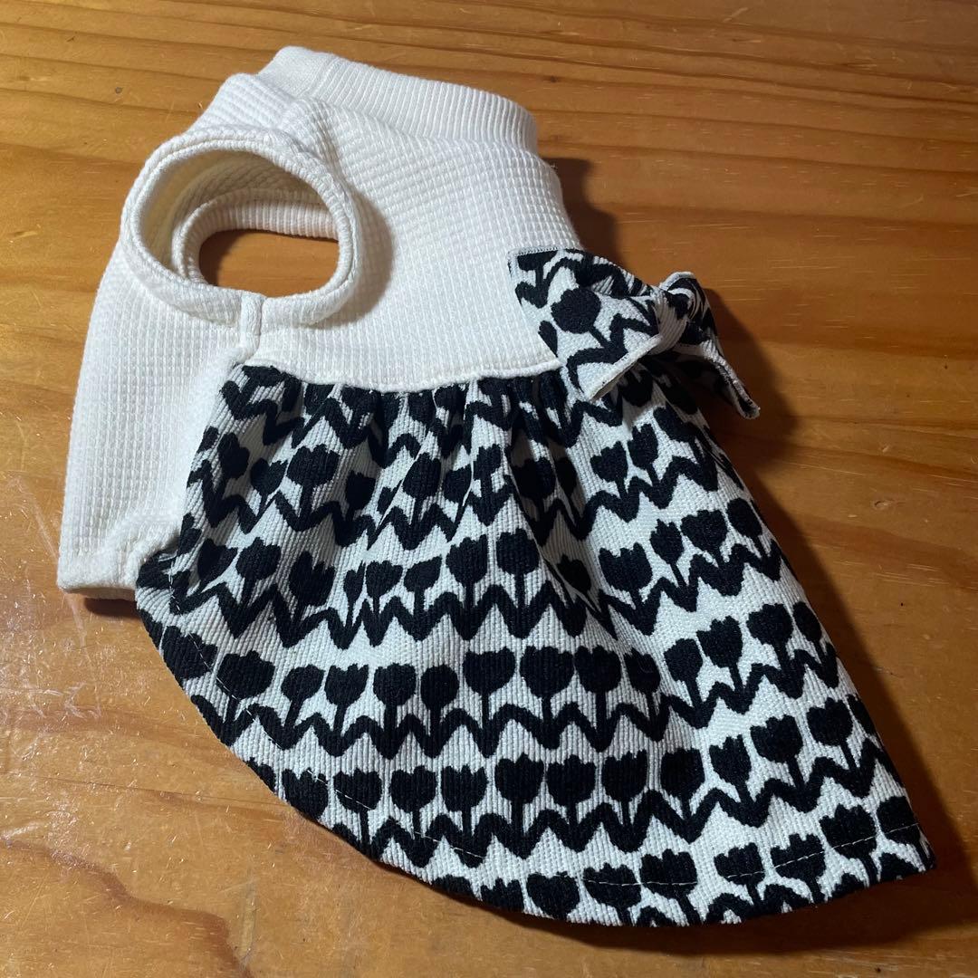 ハンドメイド犬服　切替えワンピ　ハイウエスト　コーデュロイスカート★お袖変更可能