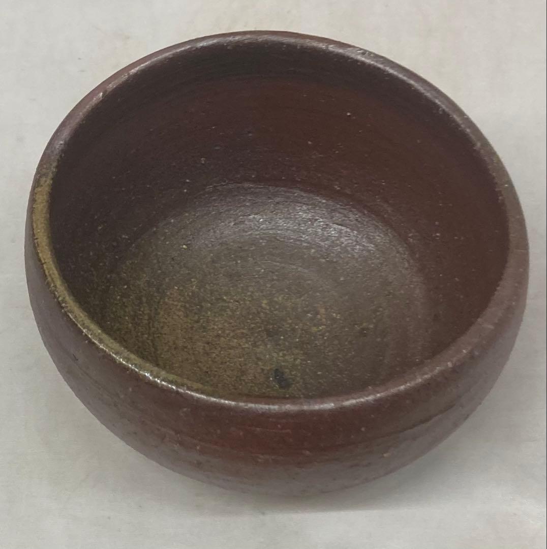 B484b「備前 茶盌」伊勢崎淳作　共箱　人間国宝　備前焼　茶道具