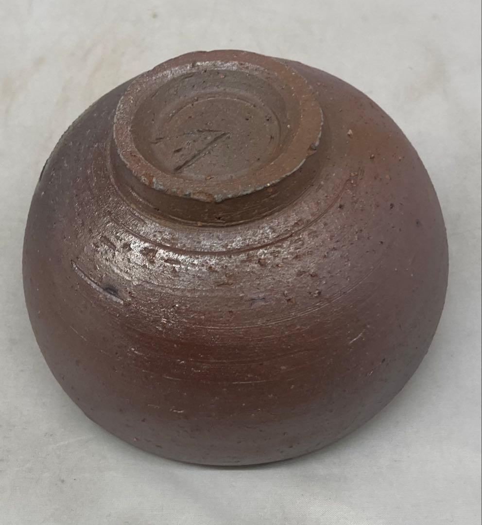 B484b「備前 茶盌」伊勢崎淳作　共箱　人間国宝　備前焼　茶道具