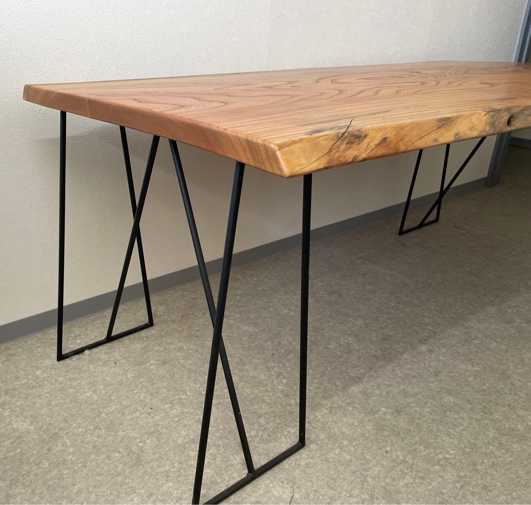 欅無垢一枚板ダイニングテーブル　オイル仕上げ　アイアン脚