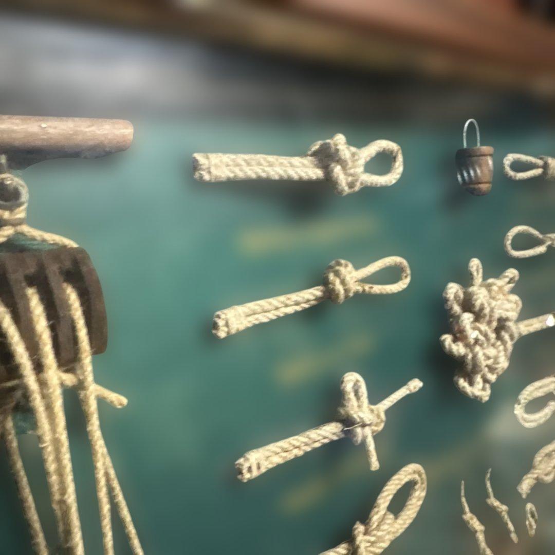 アンティーク　ロープワーク　海洋装飾品 フレーム付きアート