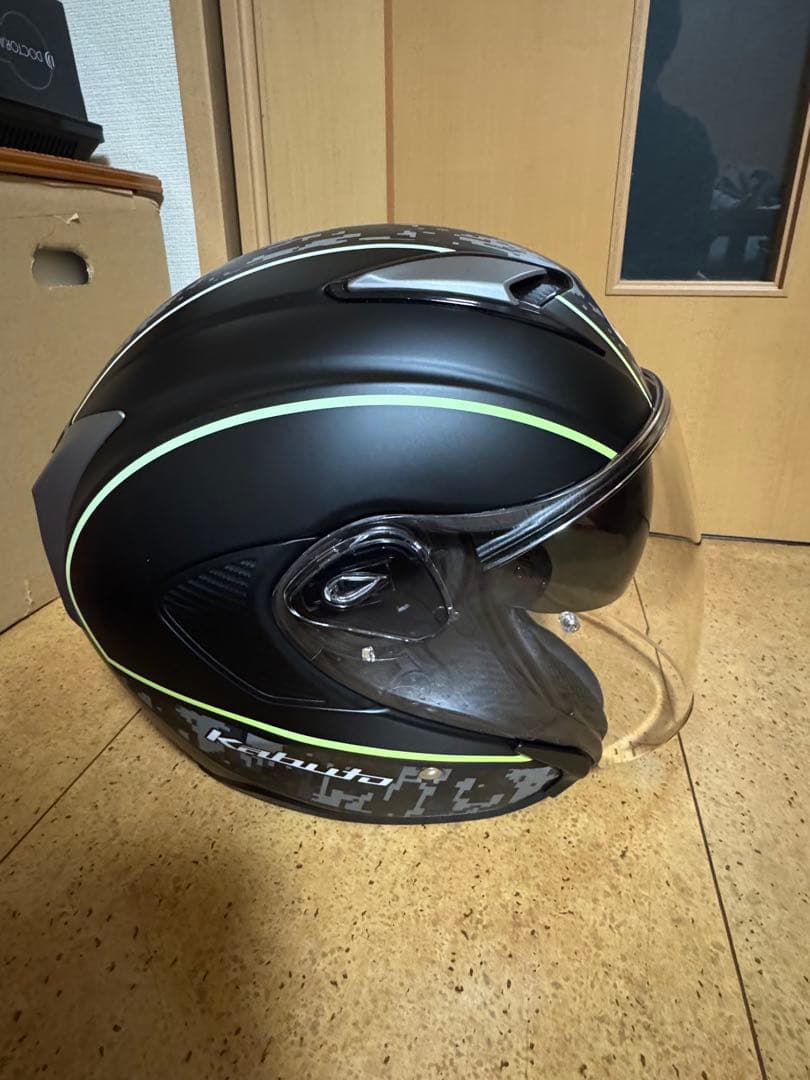 Kabuto ジェットヘルメット マットブラック/グリーン 中古品 美品