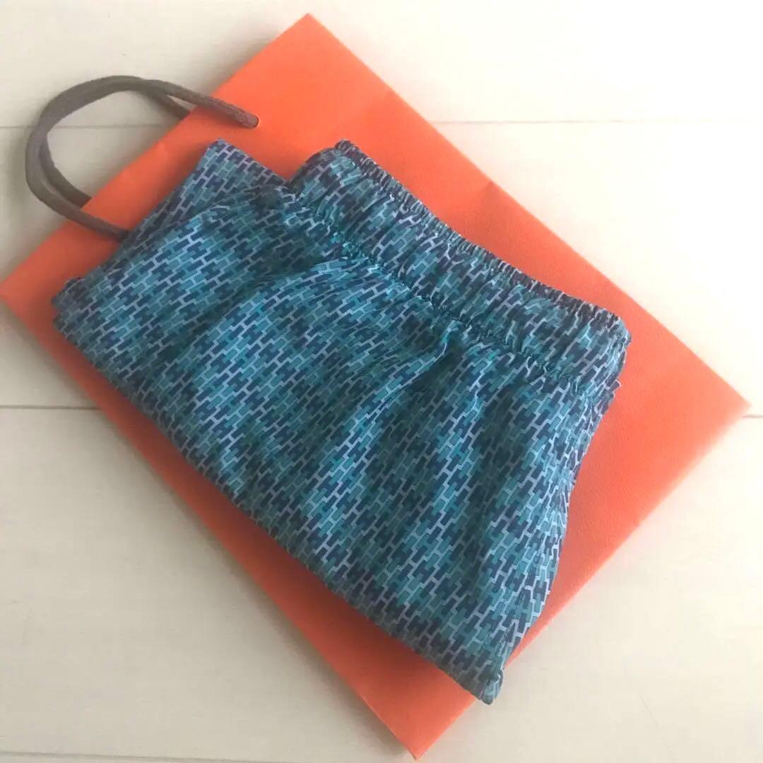 エルメス　おしゃれ　青緑幾何学模様 Hermes ボクサー　水着　s