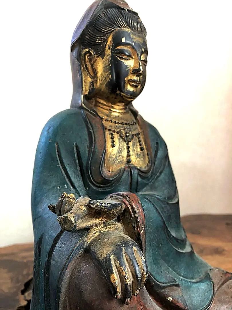 中国美術 大明永楽 古銅 彩色 観音菩薩像 仏像