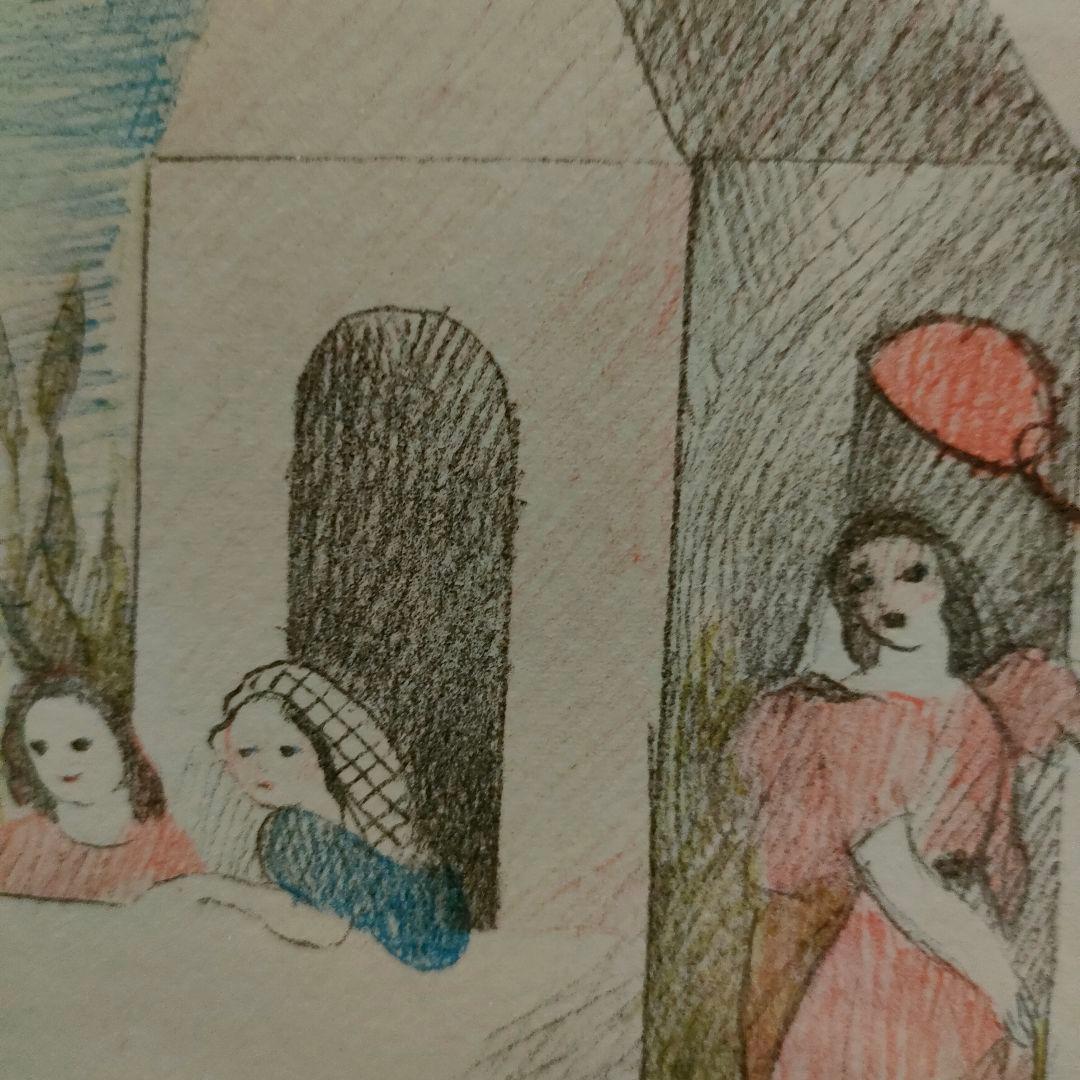 ローランサンの多色刷りリトグラフ　園遊会　ガーデンパーティー　女流巨匠