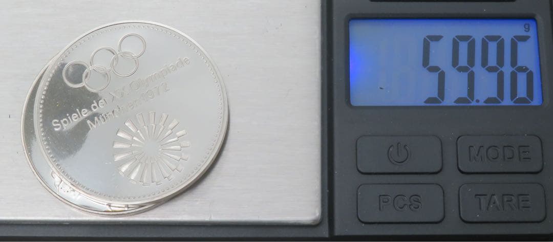 798、純銀　純銀メダルミュンヘンオリンピック公式記念メダル刻印 約59.96g