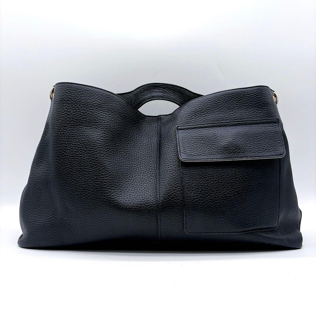 【ATAO】エルヴィ 2way ショルダーバッグ ハンドバッグ ネイビー シボ革