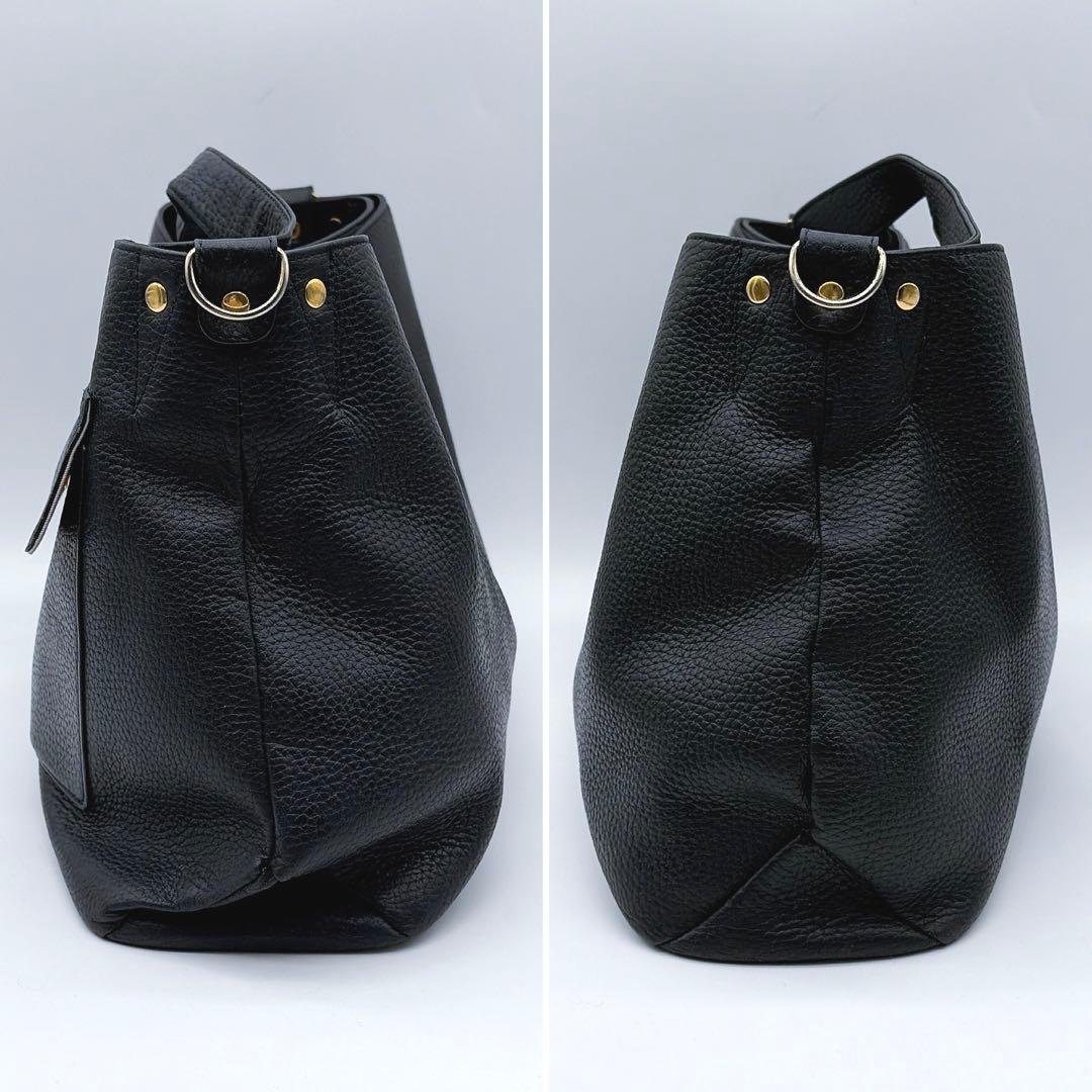 【ATAO】エルヴィ 2way ショルダーバッグ ハンドバッグ ネイビー シボ革