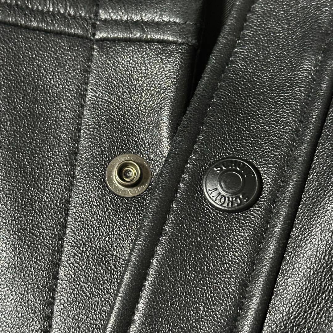 ほぼ未使用 Schott コーチジャケット レザーシャツ M 黒 ラムレザー