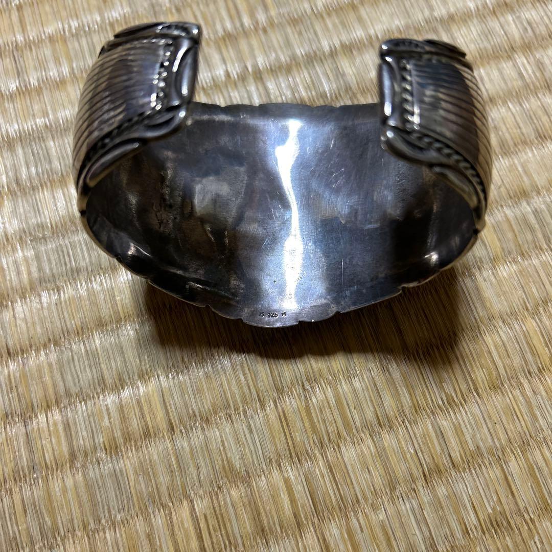 バングル　特大ターコイズ　ナバホ　シルバー925 インディアン　ブレスレット