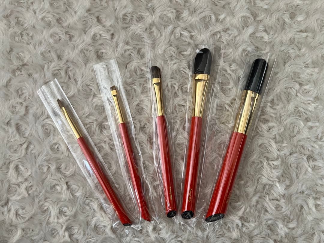 熊野筆　白鳳堂　Sシリーズ　化粧筆〈5本セット〉朱軸