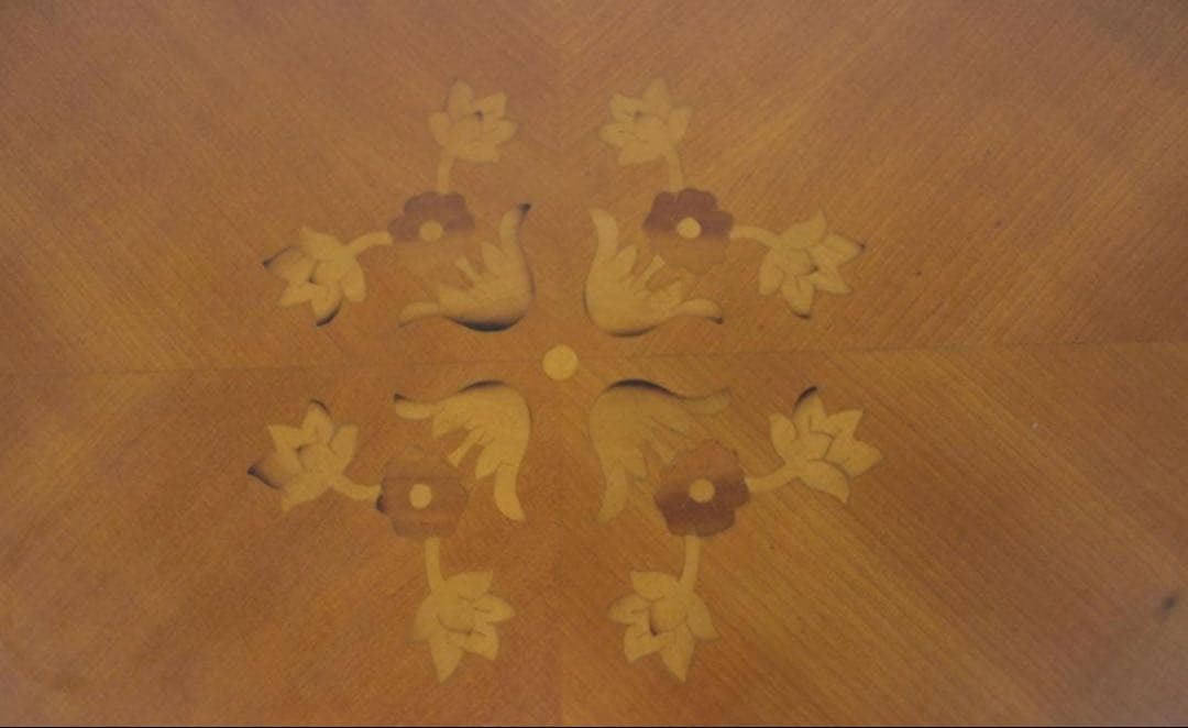 イタリア製 LINEA 象嵌ダイニング ラウンド テーブル 丸 円形 猫脚