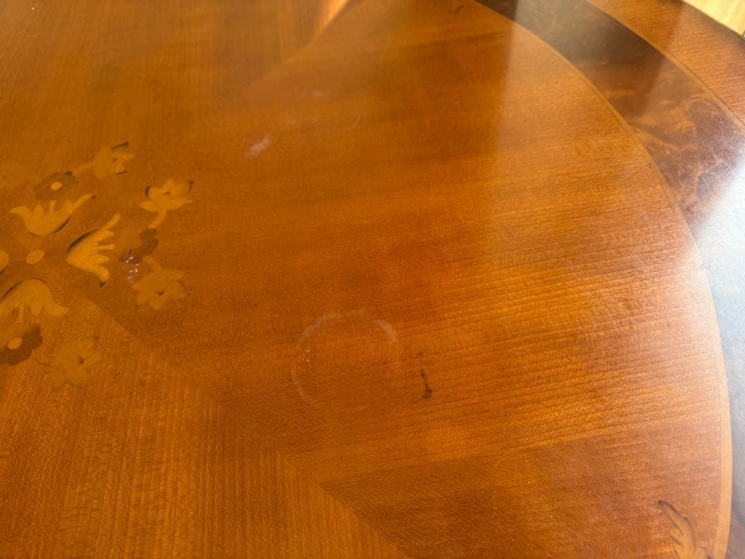 イタリア製 LINEA 象嵌ダイニング ラウンド テーブル 丸 円形 猫脚