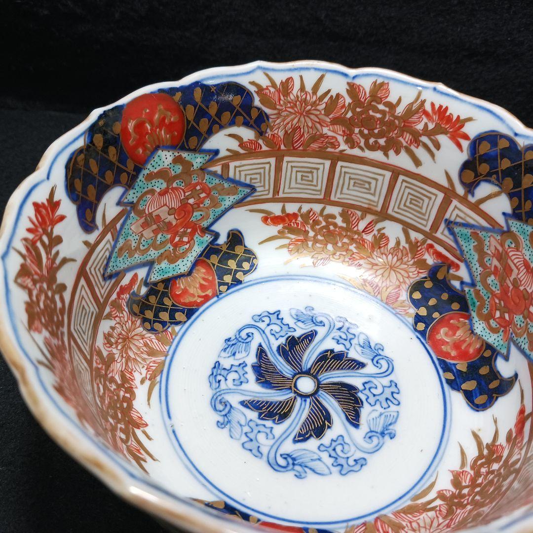 Y2802 古伊万里 富貴長春 金彩色絵 鉢 直径14㎝　FF