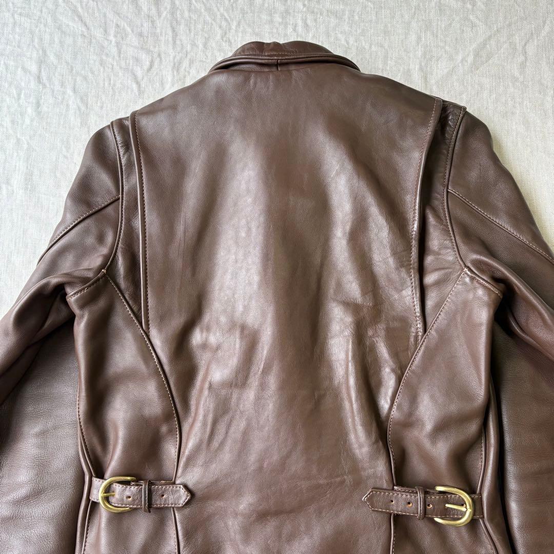 VANSON バンソン ブラウン 襟付き シングルライダースジャケット 38