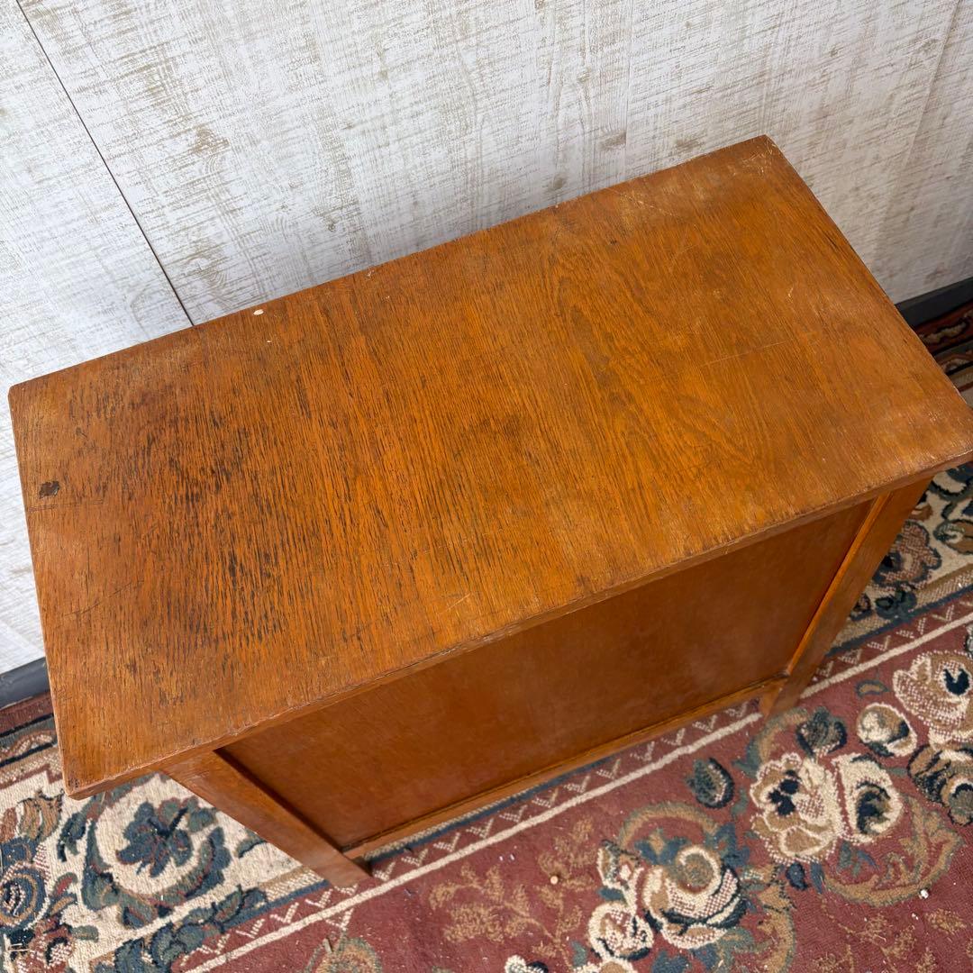 昭和レトロ アンティーク 古家具 無垢材 木製チェスト 4段 タンス 脚付き