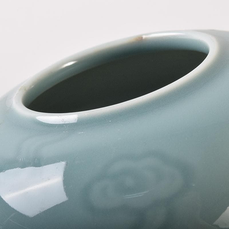 中国　大清乾隆年製　青磁　刻雲文水孟　C　7849E